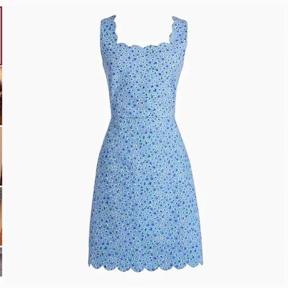 J. Crew Factory Scalloped Edge Basketweave Dress blue - Picture 2 of 5
